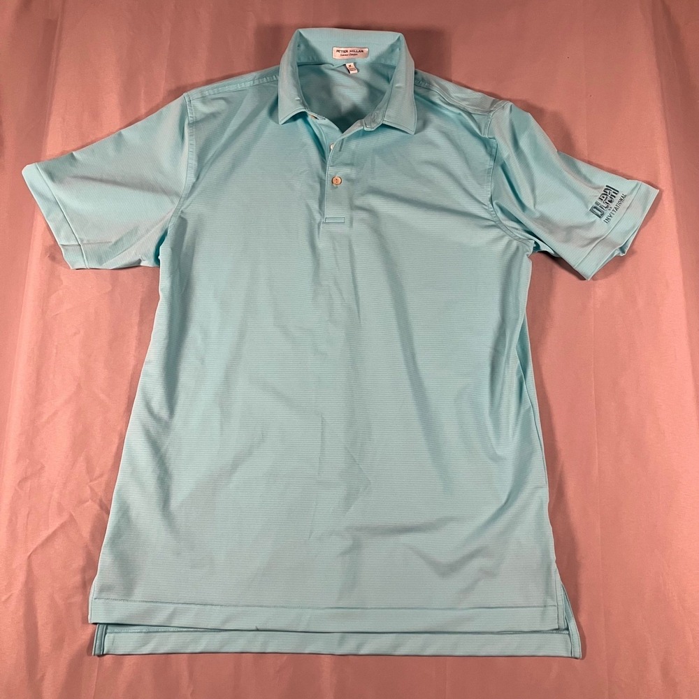 Peter Millar Summer Comfort Polo Shirt Mens Medium Blue Dubai Striped Golf